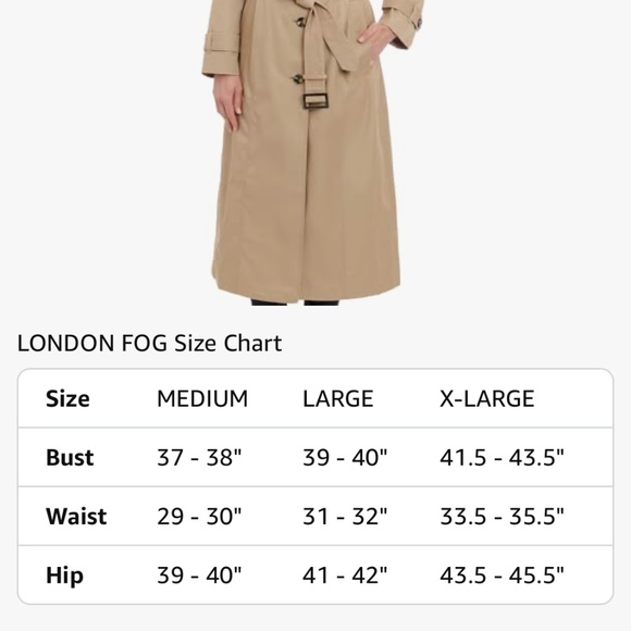 London Fog Women's Single Breasted Hooded Long Trench Coat, British Khaki, L - Picture 2 of 16